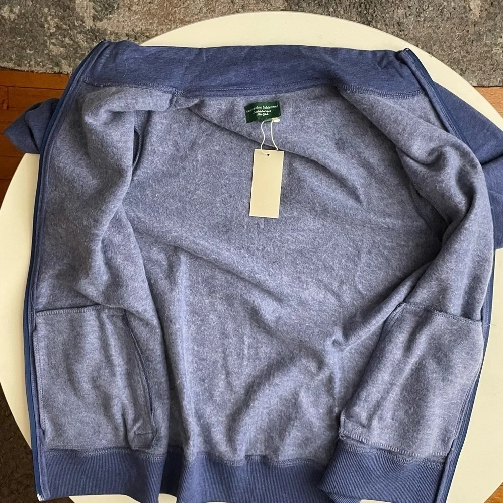 Hammacher Schlemmer NY Men’s Full Zip Sweater Blue Size Medium Slim Fit New